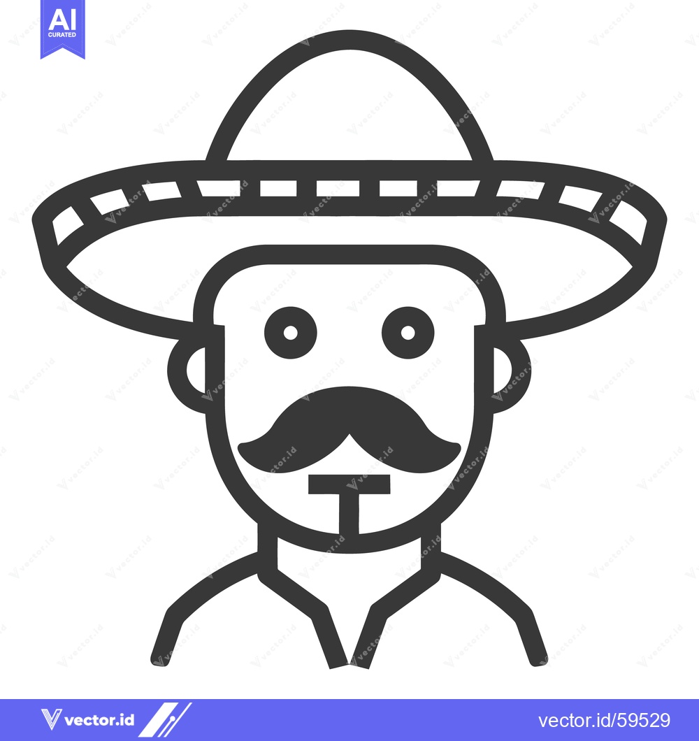 Premium Vector dari A black line drawing of a person wearing a hat