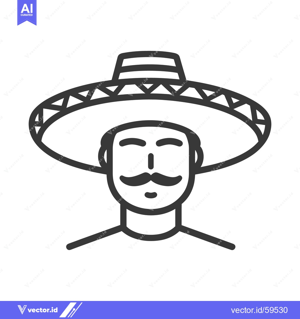 Premium Vector dari A stylized graphic illustration of a person with a large sombrero