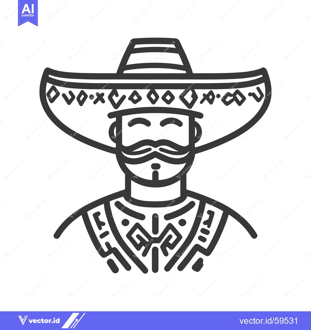 Premium Vector dari Simple Illustration Depicting a Person Wearing a Sombrero Hat