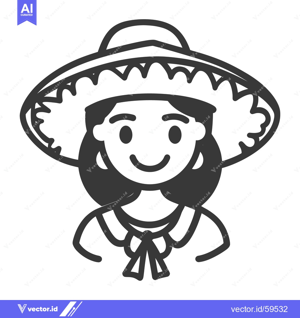 Premium Vector dari A smiling woman wearing a wide brimmed hat is shown here
