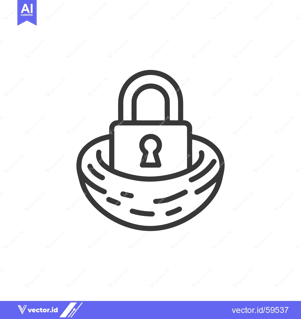 Premium Vector dari Secure Nest: Padlock Icon in Bird's Nest, Protection Concept, Minimali