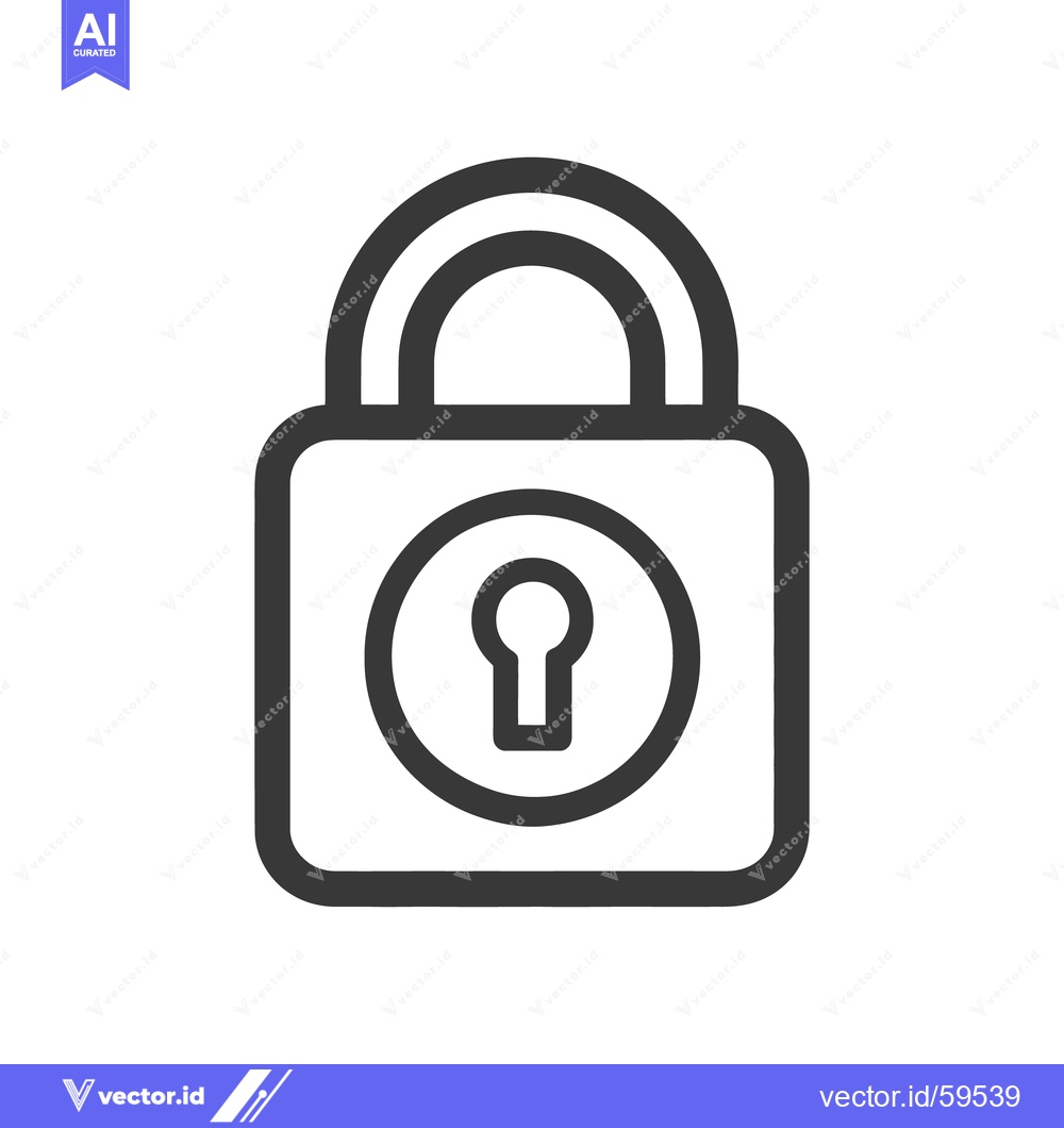Premium Vector of Bold Outline of a Padlock Icon on White Background