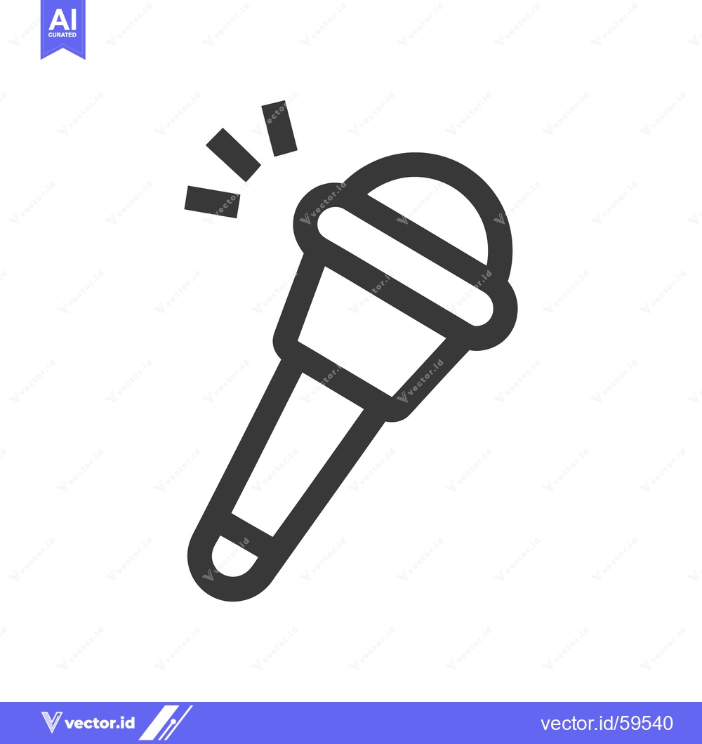 Premium Vector dari Bold Microphone Icon with Sound Waves, Dark Gray on White