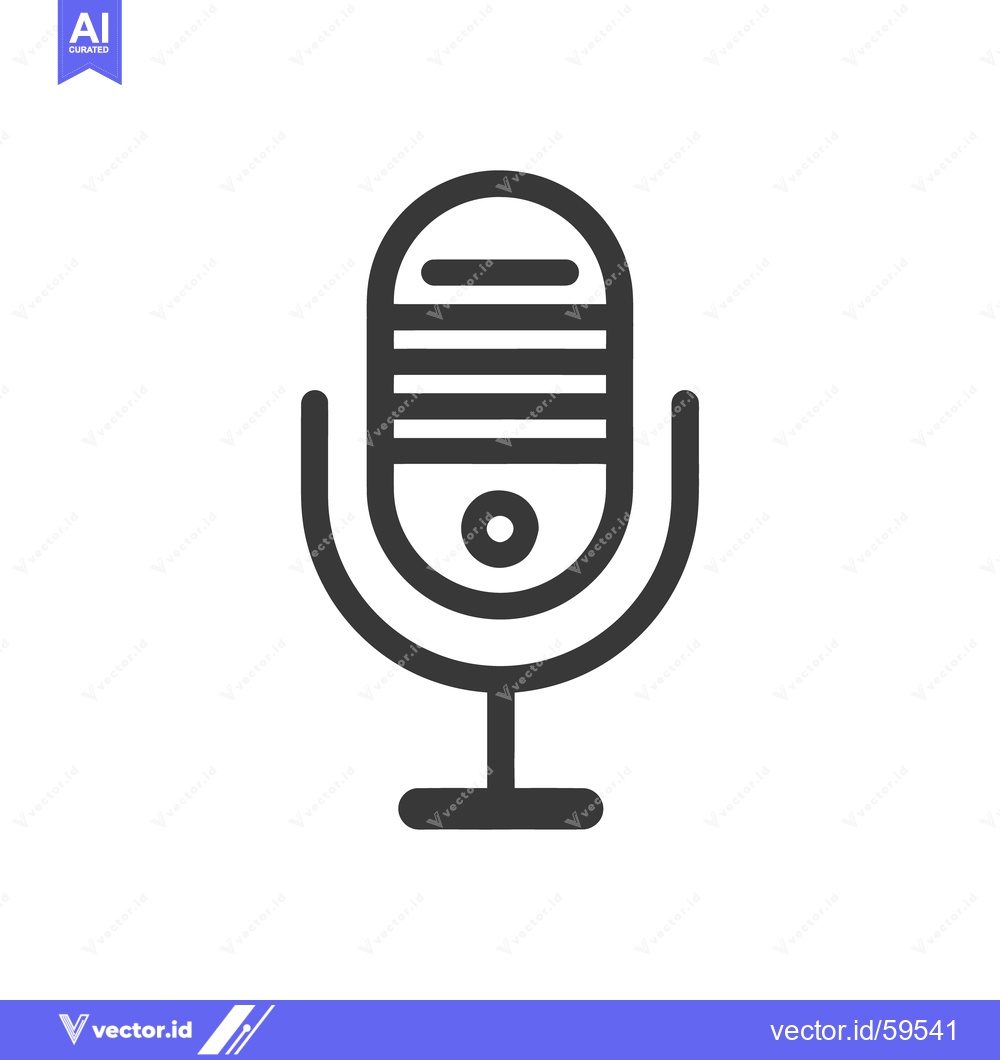 Premium Vector of Minimalist Microphone Icon: Bold Line Art for Audio Recording
