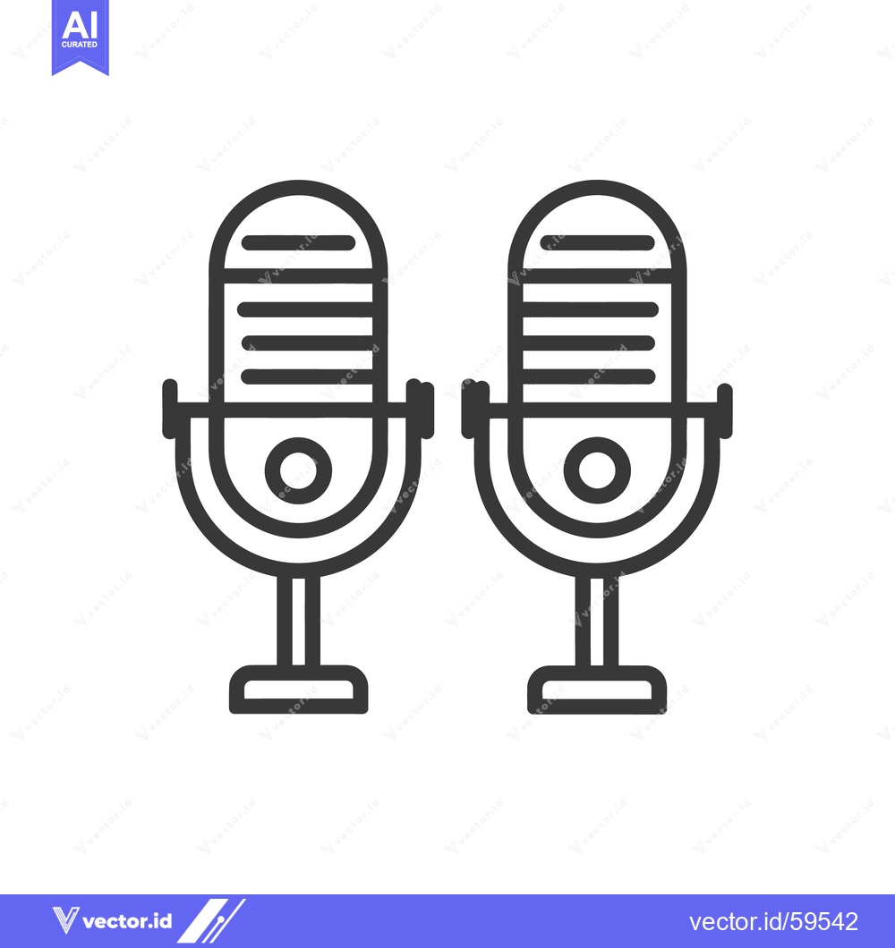 Premium Vector of Dual Microphone Icon: Bold Outline, Podcast Recording, Audio Equipment