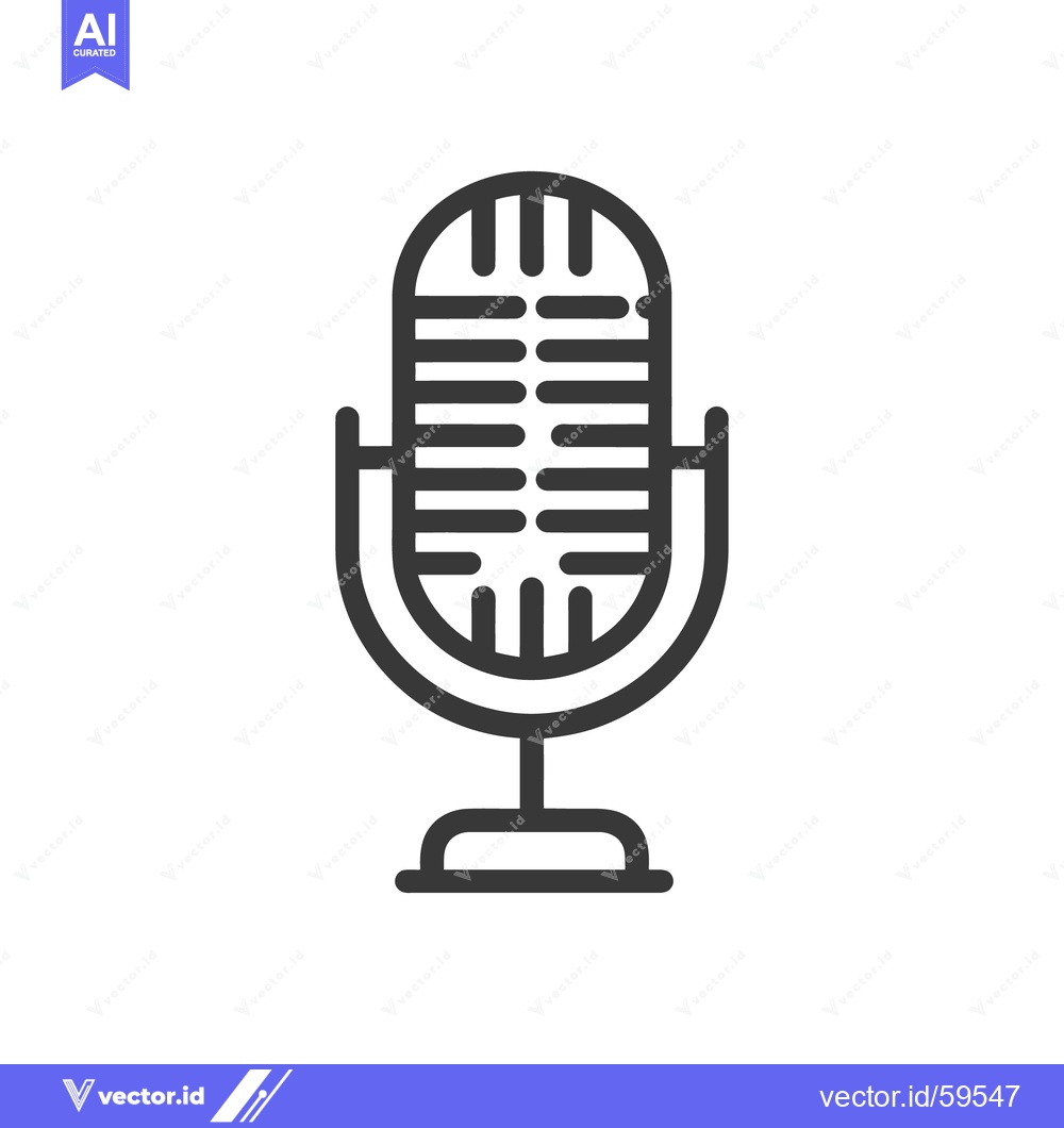 Premium Vector dari Retro Microphone Icon: Bold Outline, Studio Equipment, Podcast Symbol