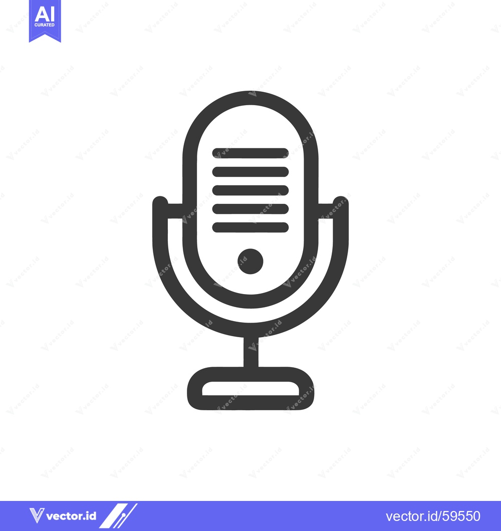 Premium Vector of Retro Microphone Icon: Bold Outline, Studio Recording Equipment Symbol
