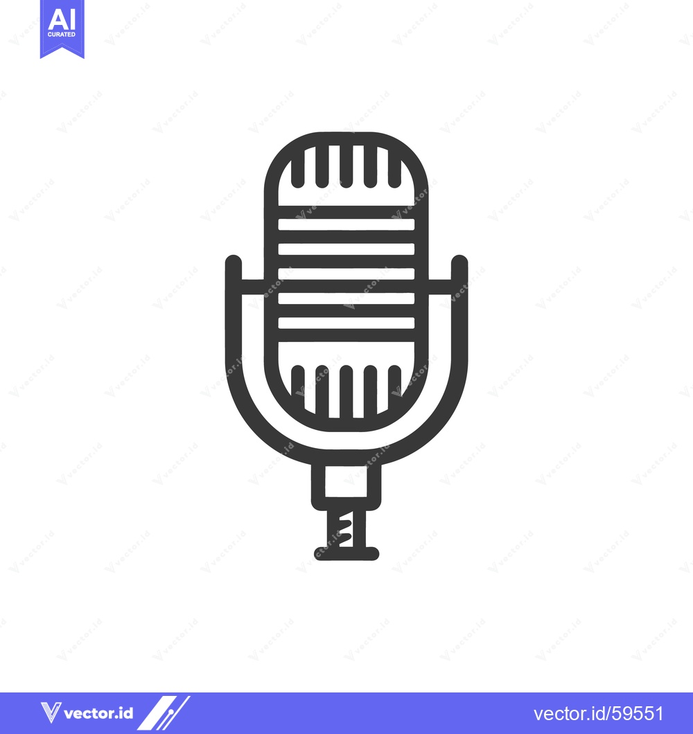Premium Vector dari Retro Microphone Icon: Bold Line Art for Audio Recording and Broadcast