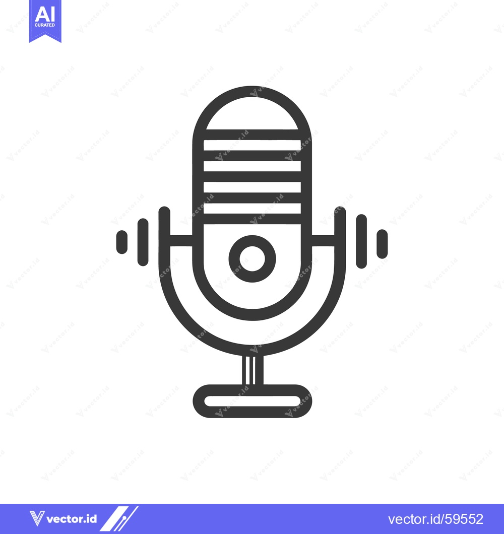 Premium Vector dari Minimalist Microphone Icon: Bold Outline, Sound Waves, Modern Design