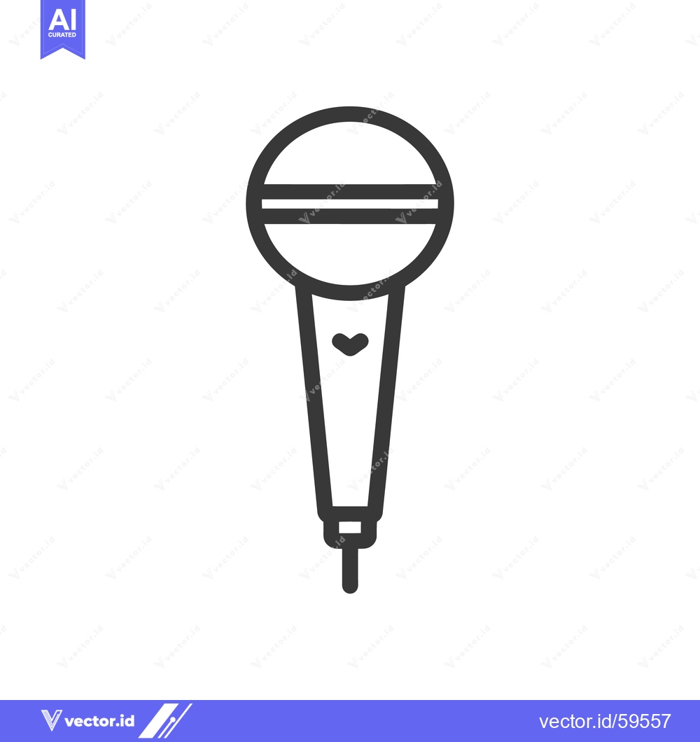 Premium Vector of Minimalist Microphone Icon with Heart Detail on White Background