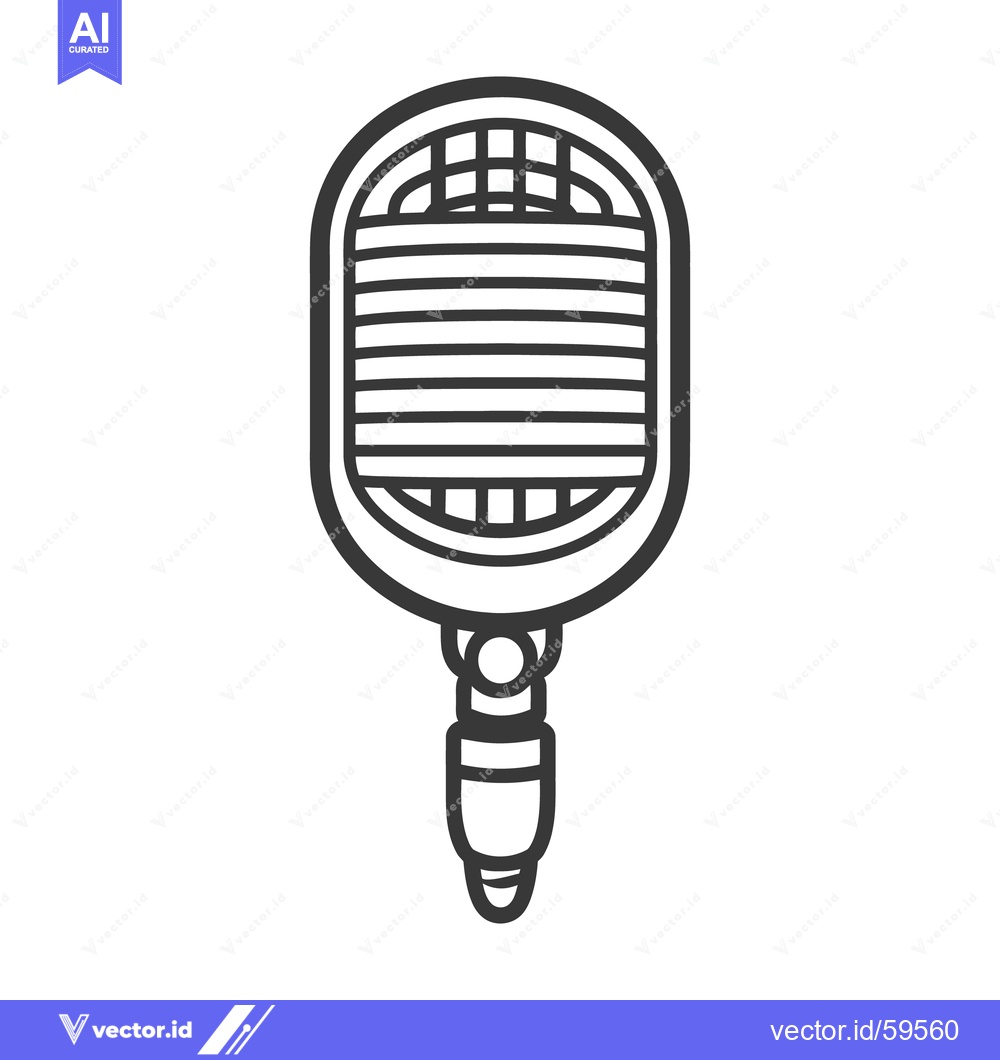 Premium Vector of A vintage microphone rendered in a simple black and white style