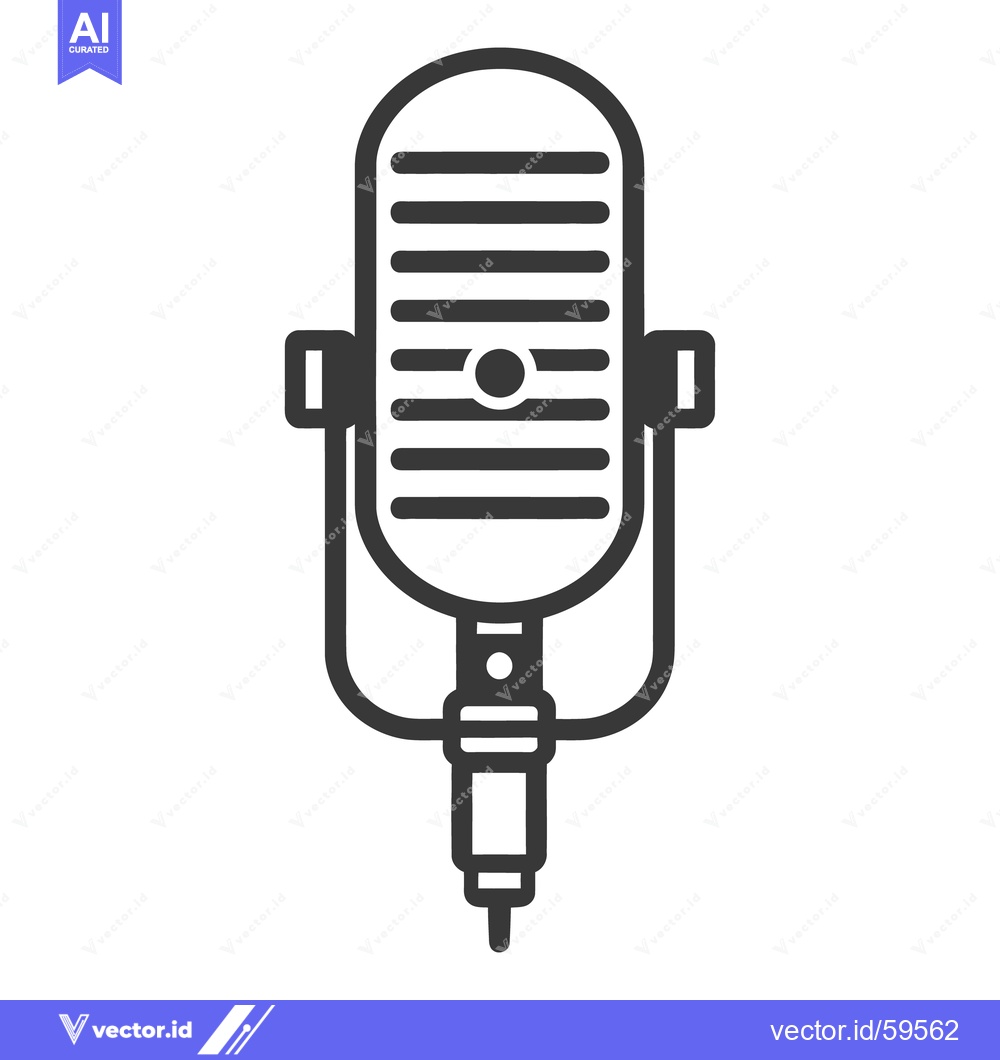 Premium Vector dari An illustrated image depicts a vintage microphone design outline