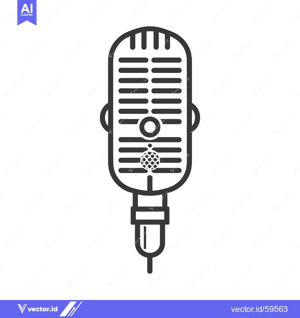 Premium Vector dari A black line drawing of a retro style microphone isolated