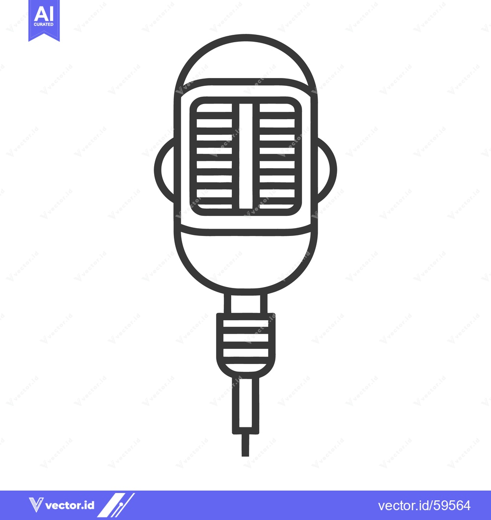 Premium Vector dari A classic microphone in an outlined black and white style