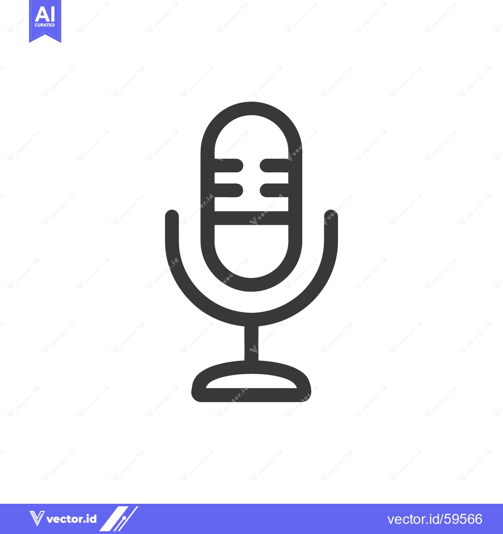 Premium Vector dari Minimalist Microphone Icon: Bold Outline on White Background, Audio Re