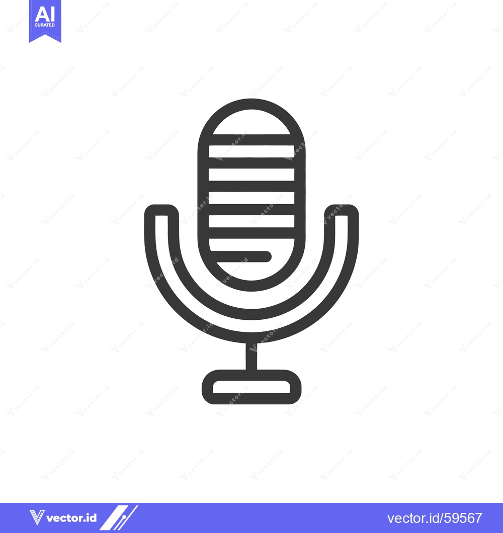 Premium Vector of Minimalist Microphone Icon: Bold Line Art on White Background