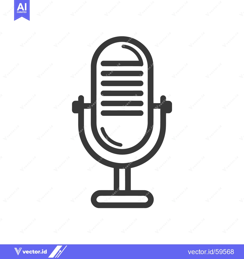 Premium Vector dari Retro Microphone Icon: Bold Outline, Classic Design, White Background