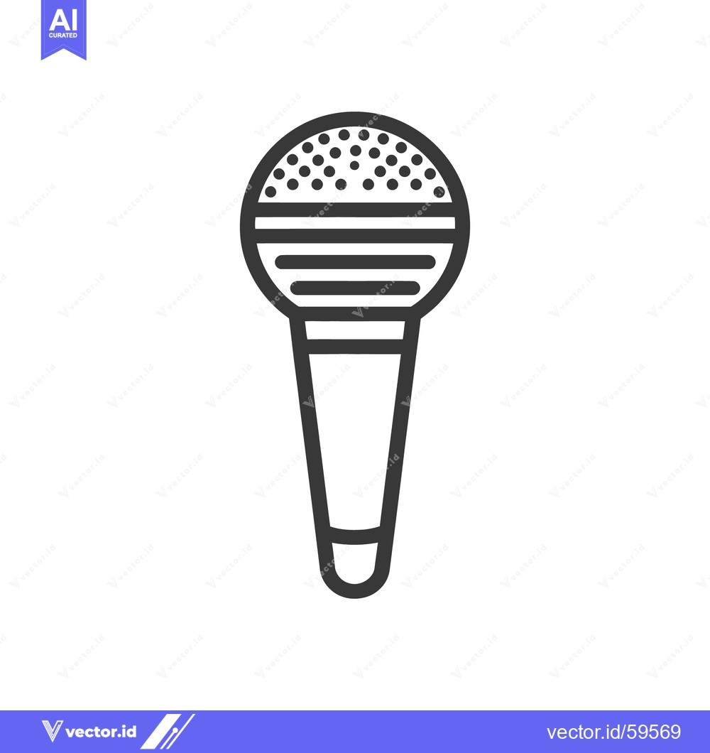 Premium Vector of Minimalist Microphone Icon with Bold Lines and Circular Pattern Design