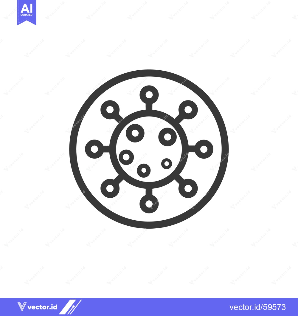 Premium Vector dari Coronavirus Icon: Simple Line Art Representation of a Virus Cell Struc