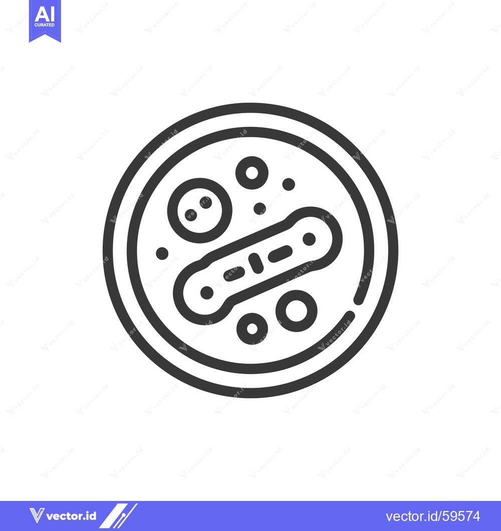 Premium Vector of Petri Dish Icon: Microscopic Life Forms in Bold Outline Style