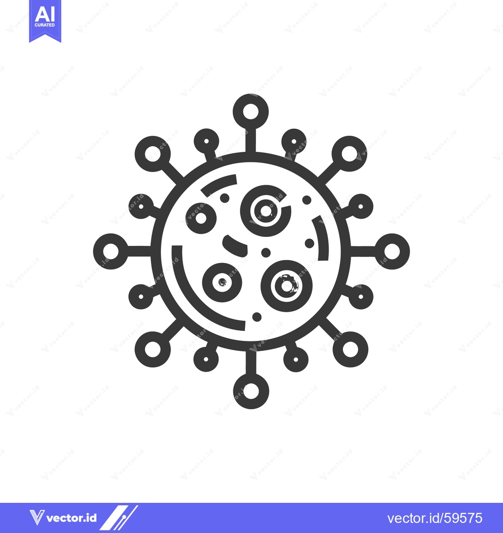 Premium Vector dari Minimalist Virus Icon: Detailed Black and White Line Art Illustration