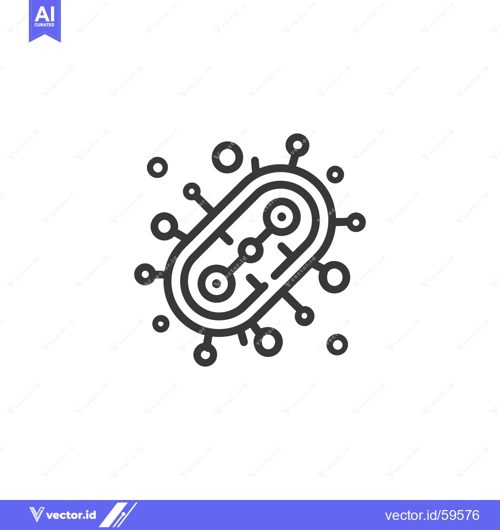 Premium Vector dari Stylized Virus Icon: Detailed Line Art Representation on White Backgro