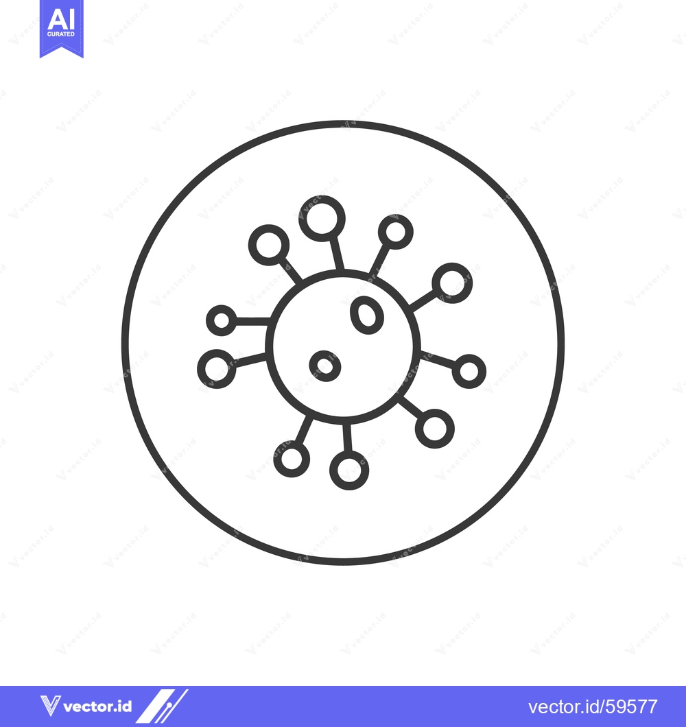 Premium Vector dari Minimalist Virus Icon: Black Outline in Circle, White Background