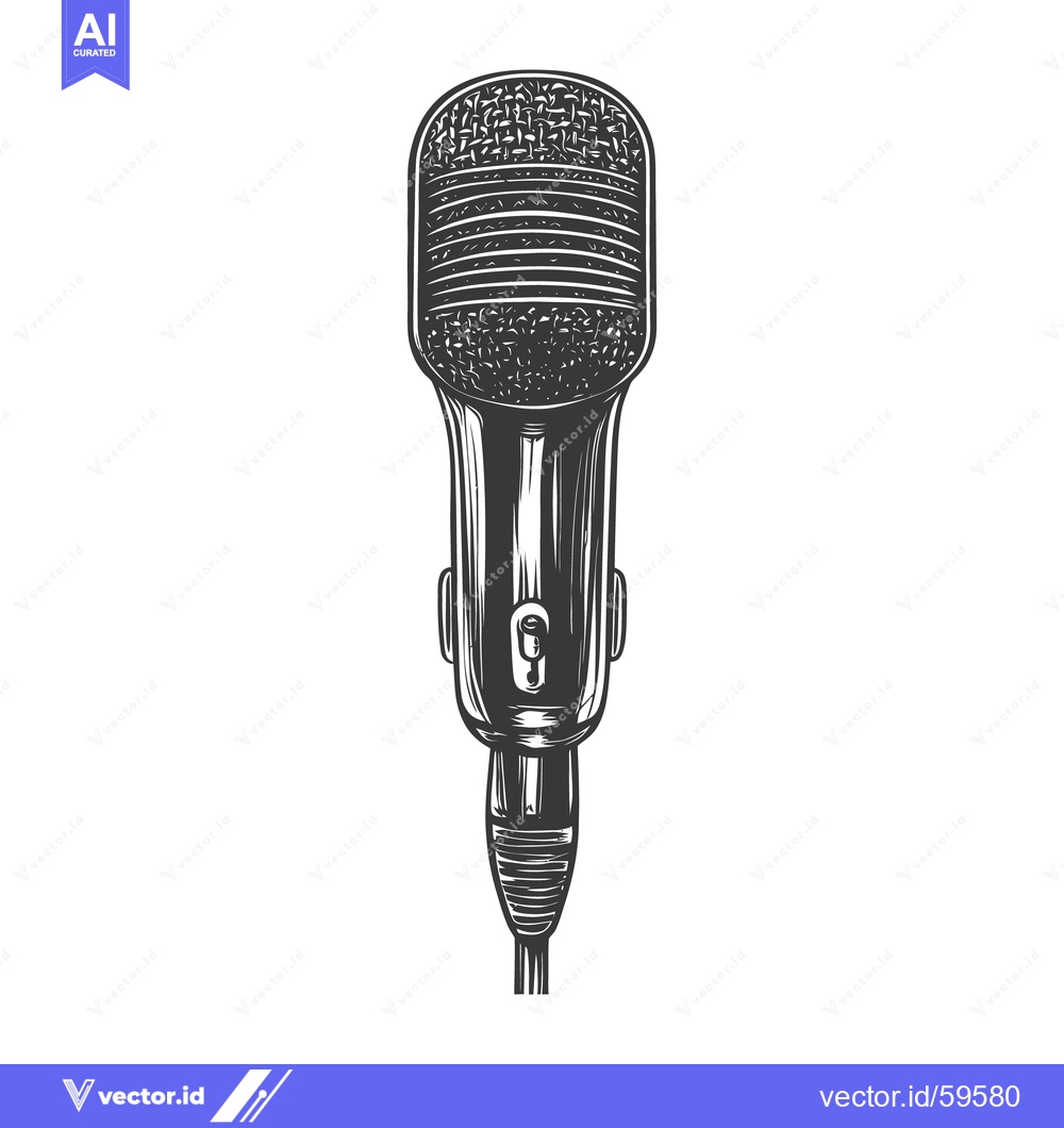 Premium Vector of Detailed illustration of an old fashioned microphone on a white backdr