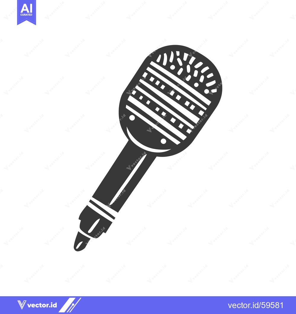 Premium Vector of A simple monochrome illustration of a vintage style microphone