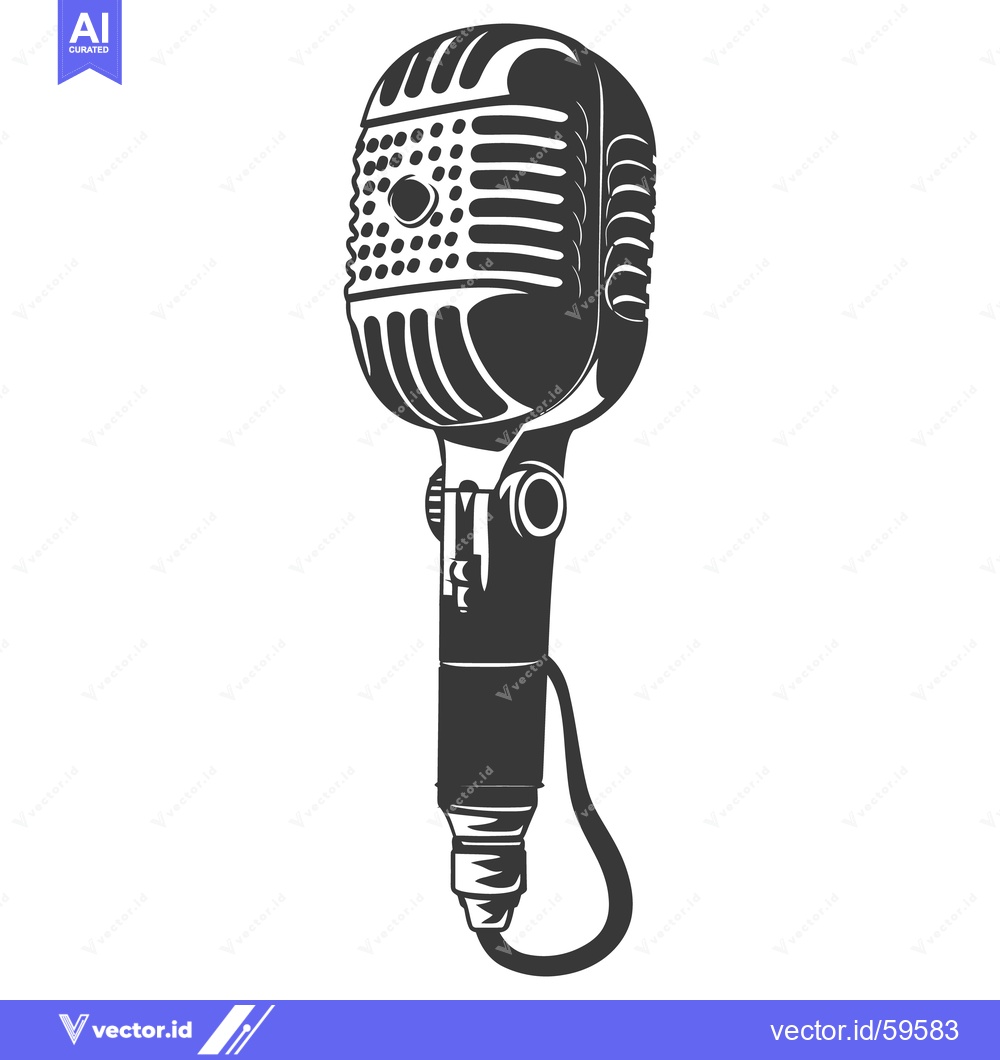 Premium Vector dari An illustration featuring a vintage style microphone in monochrome