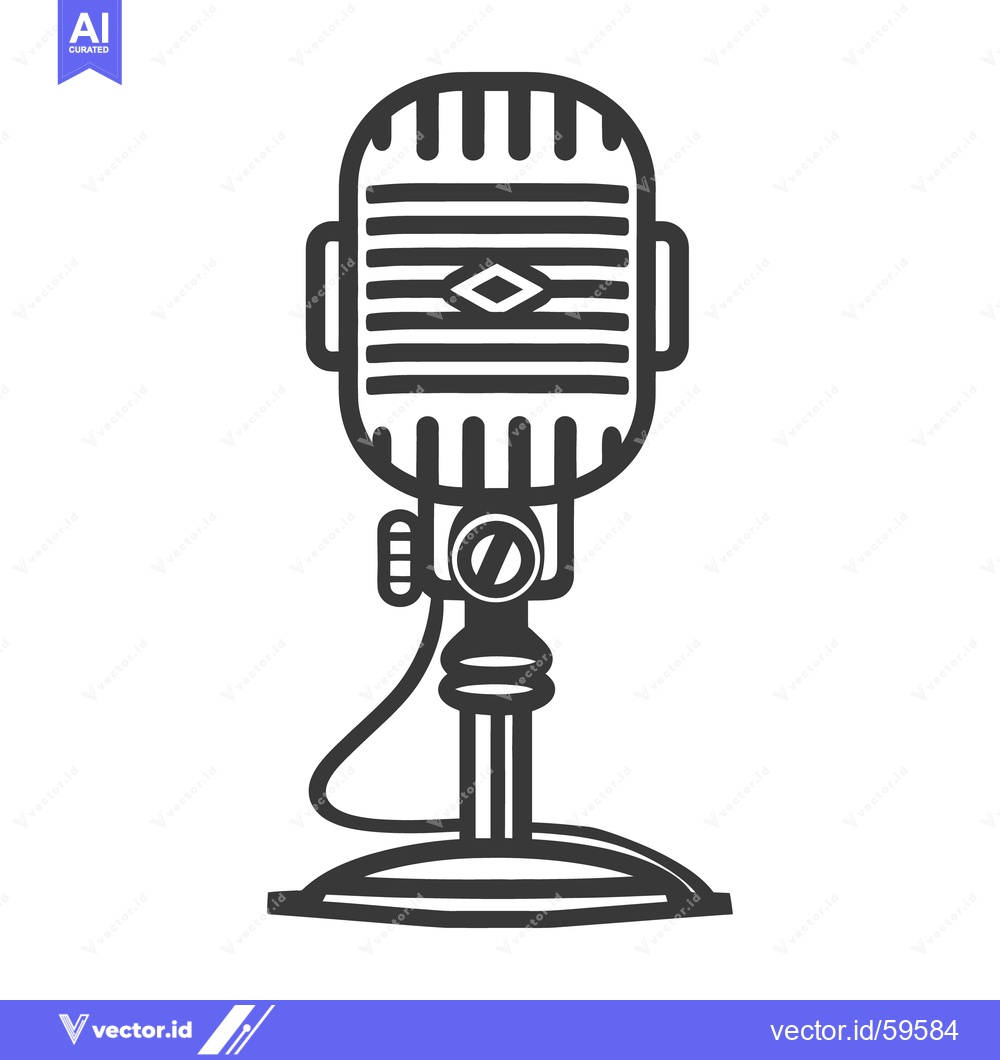 Premium Vector of Vintage Microphone Illustration Depicting Sound Recording Equipment in