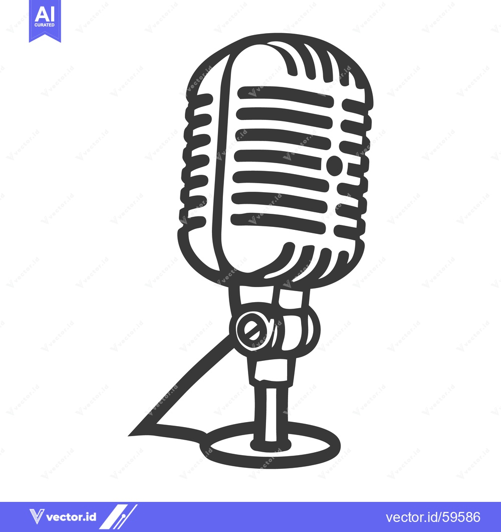 Premium Vector of A stylized black and white drawing of a vintage microphone