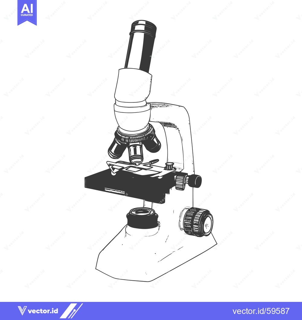 Premium Vector dari A detailed illustration of a scientific microscope in a laboratory