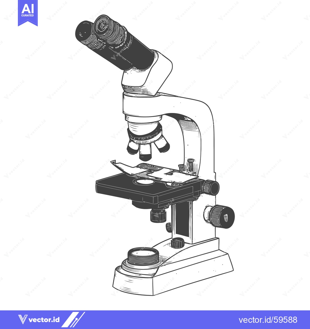 Premium Vector dari A black and white illustration of a laboratory microscope