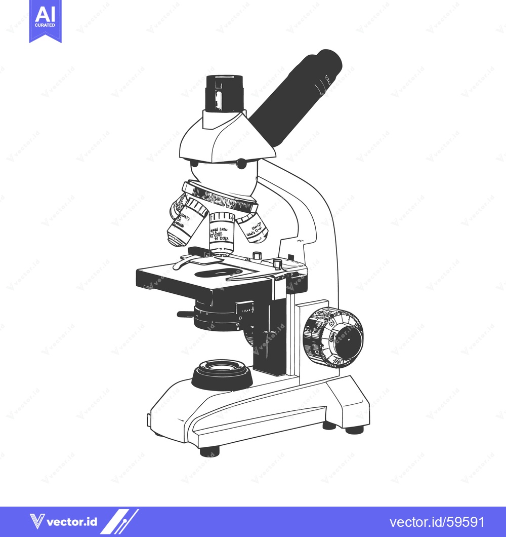 Premium Vector of A black and white illustration of a laboratory microscope
