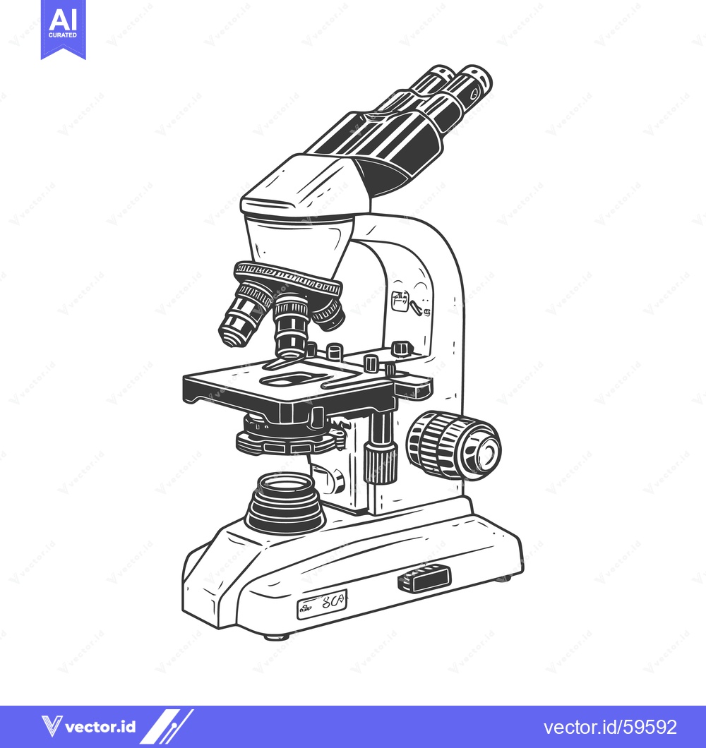 Premium Vector of A black and white illustration of a scientific laboratory microscope