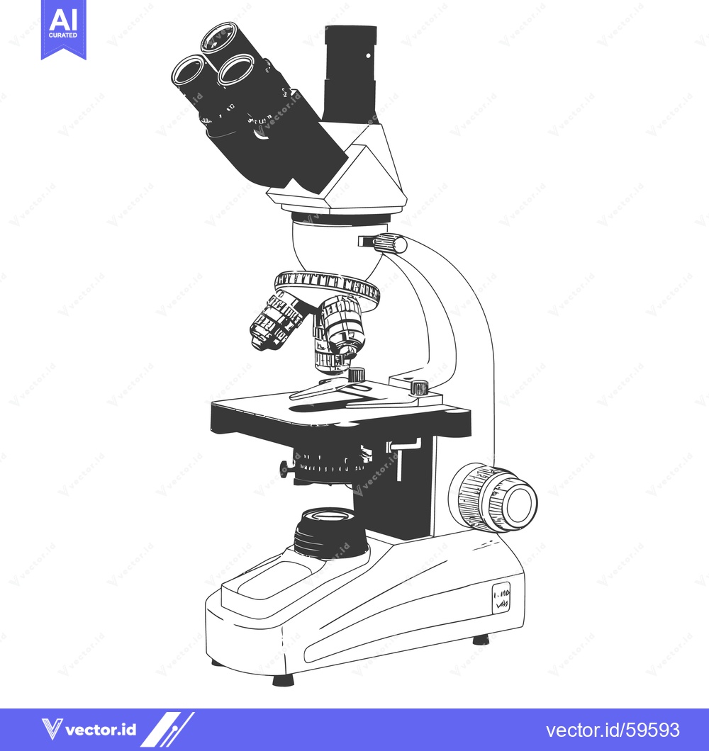Premium Vector dari A black and white image displays a laboratory microscope