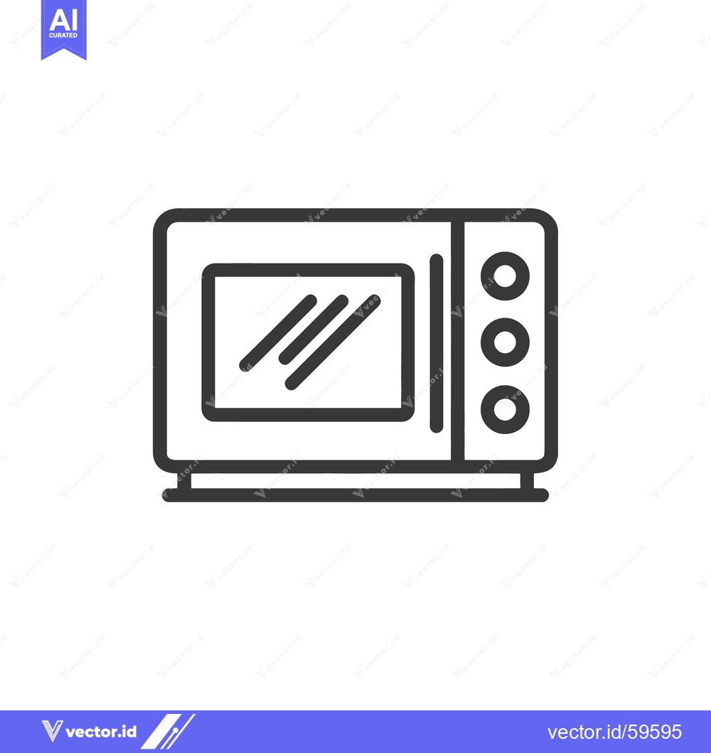 Premium Vector dari Modern Microwave Oven Icon with Three Control Buttons, Outline Style