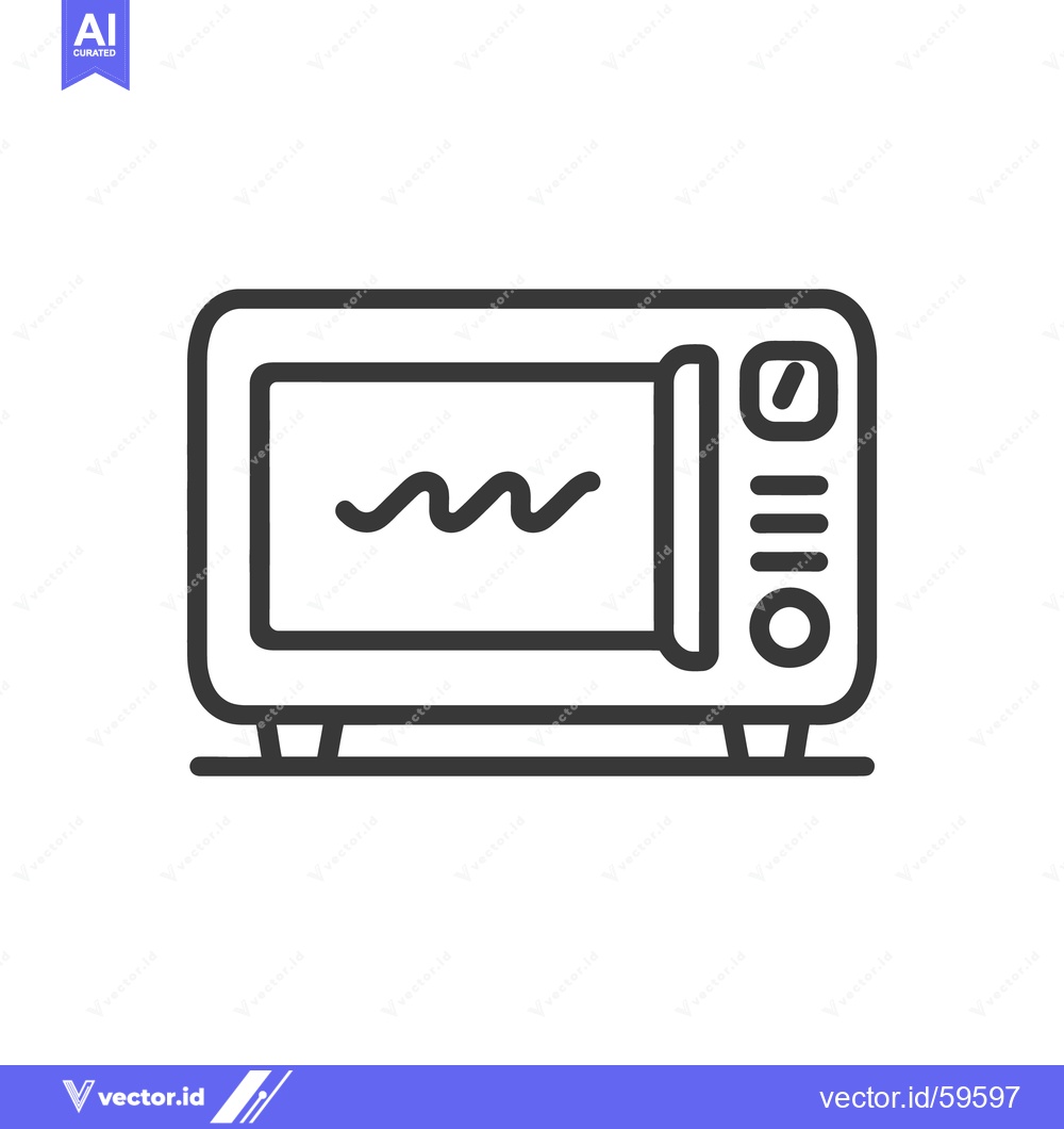 Premium Vector of Minimalist Microwave Oven Icon with Timer and Wave Symbol on White Bac