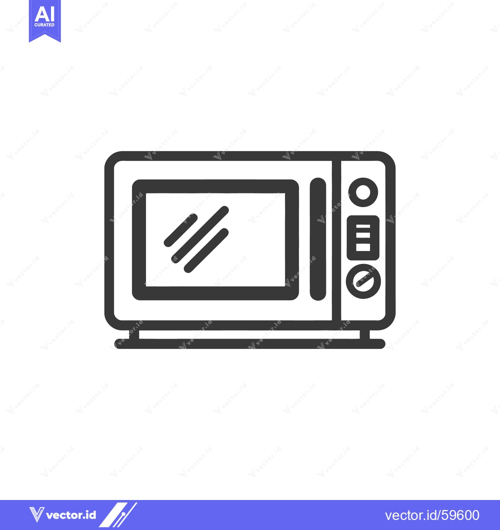 Premium Vector dari Minimalist Microwave Icon: Clean Line Art Illustration on White