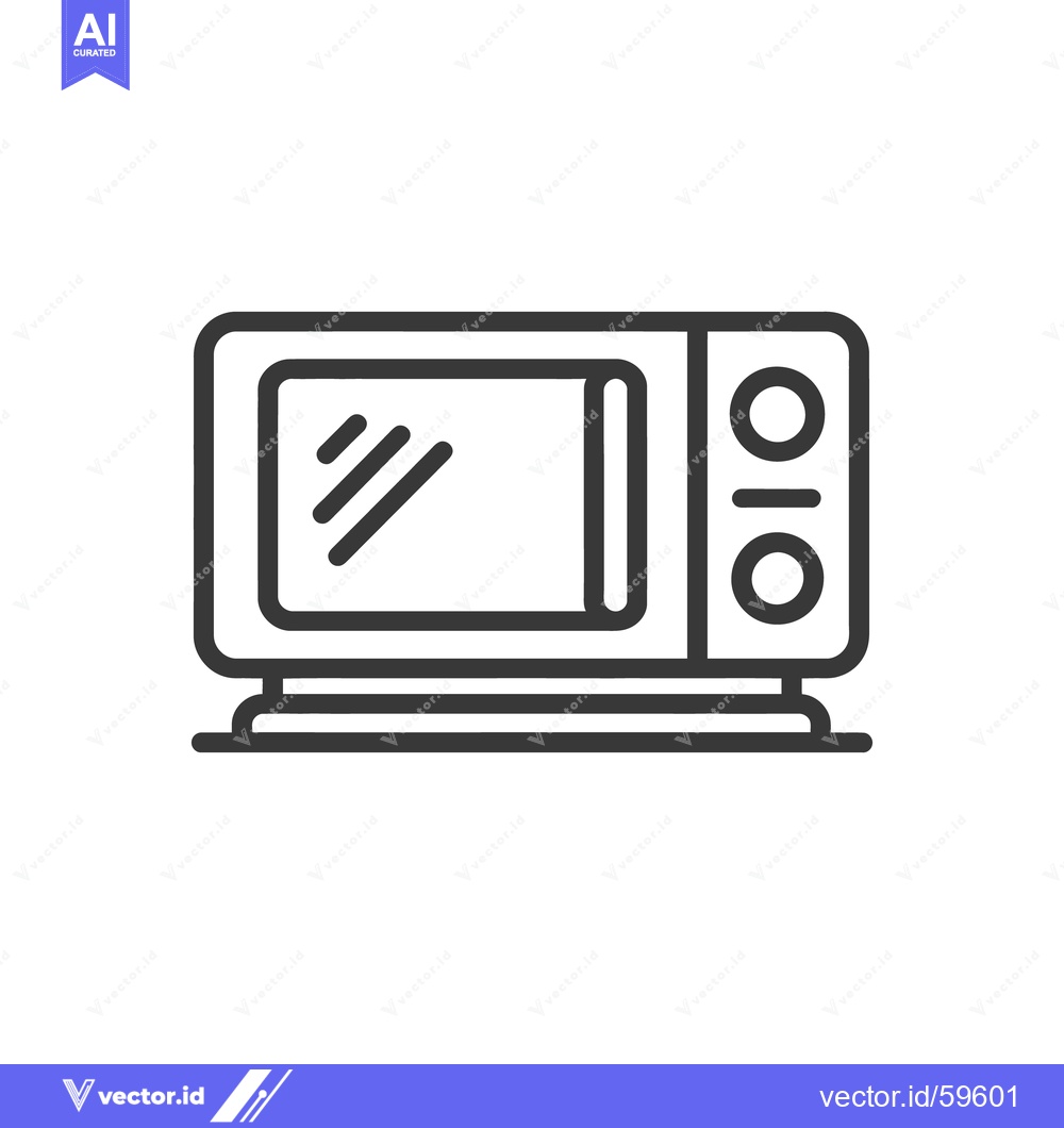 Premium Vector dari Minimalist Microwave Oven Icon: Clean Line Art Illustration on White B