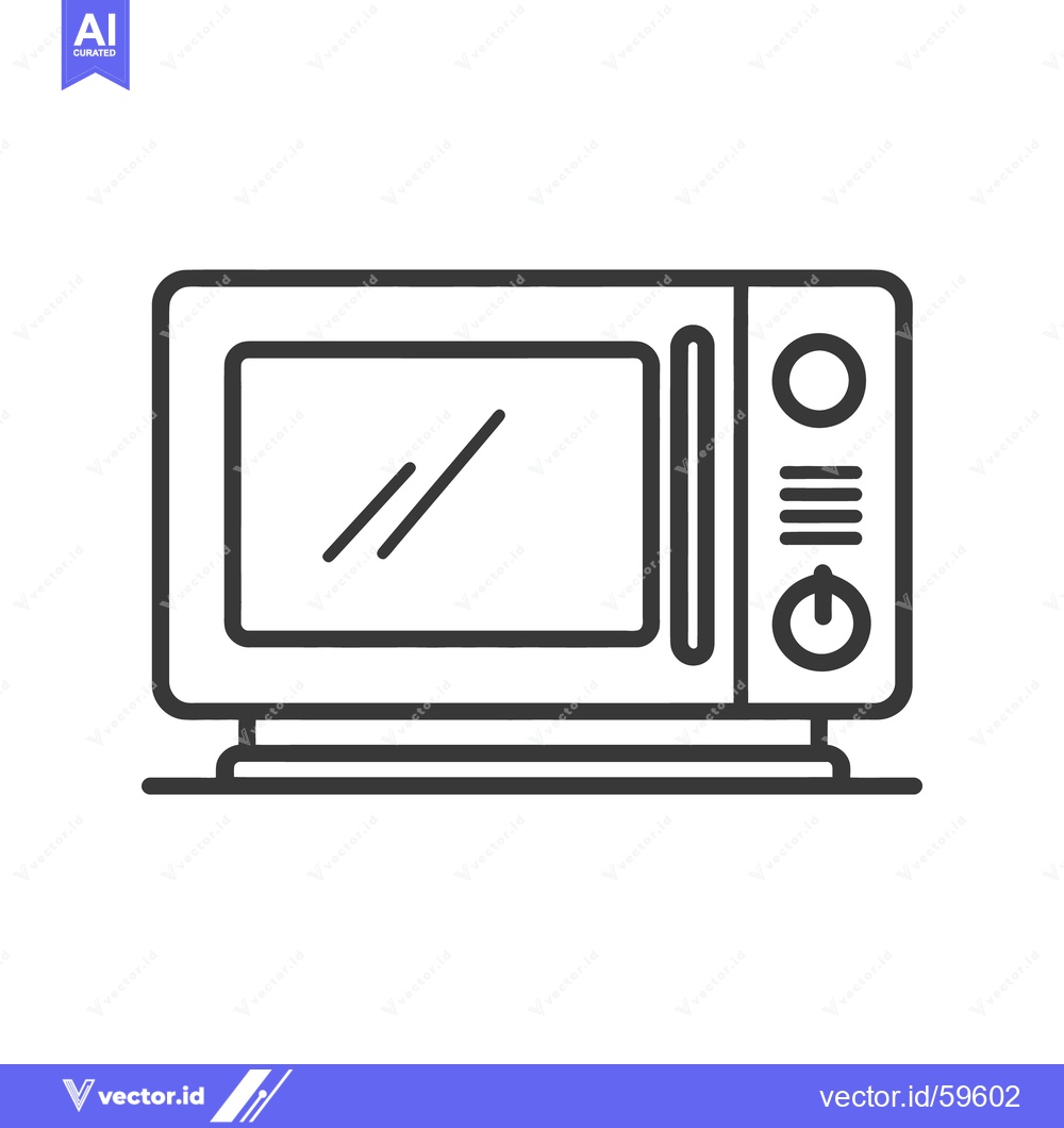 Premium Vector dari Minimalist Microwave Oven Icon: Modern Kitchen Appliance Outline Desig