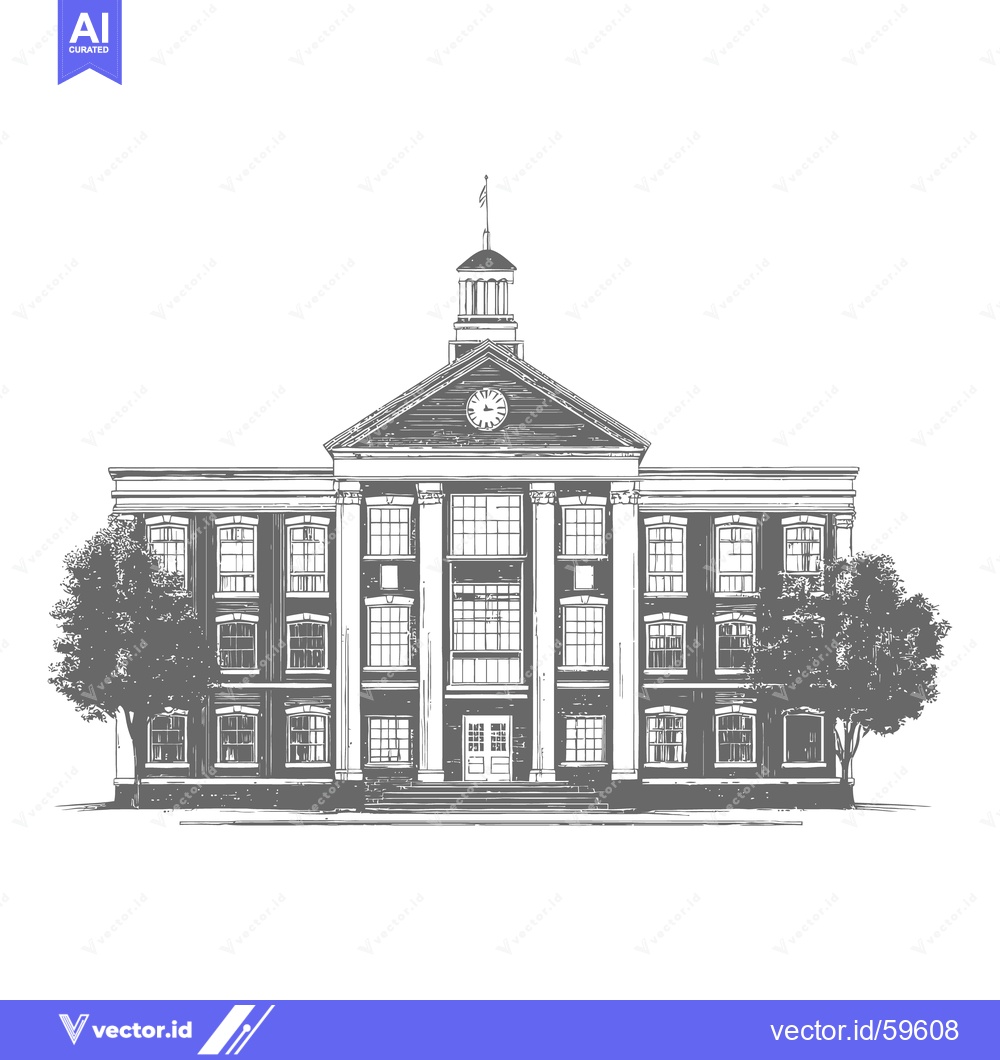 Premium Vector dari Architectural depiction of a distinguished building with classical des