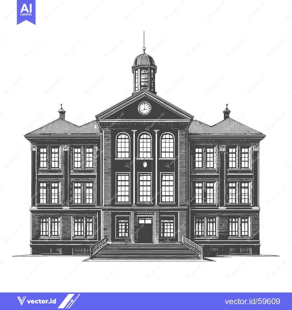 Premium Vector of An illustration shows a large classical building with many windows