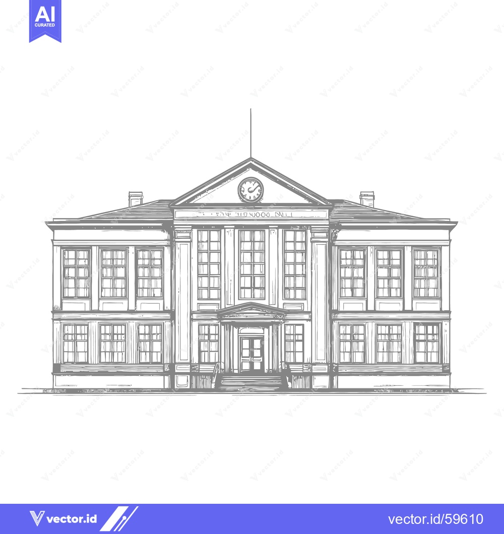 Premium Vector of A classic illustration drawing of a stately building facade