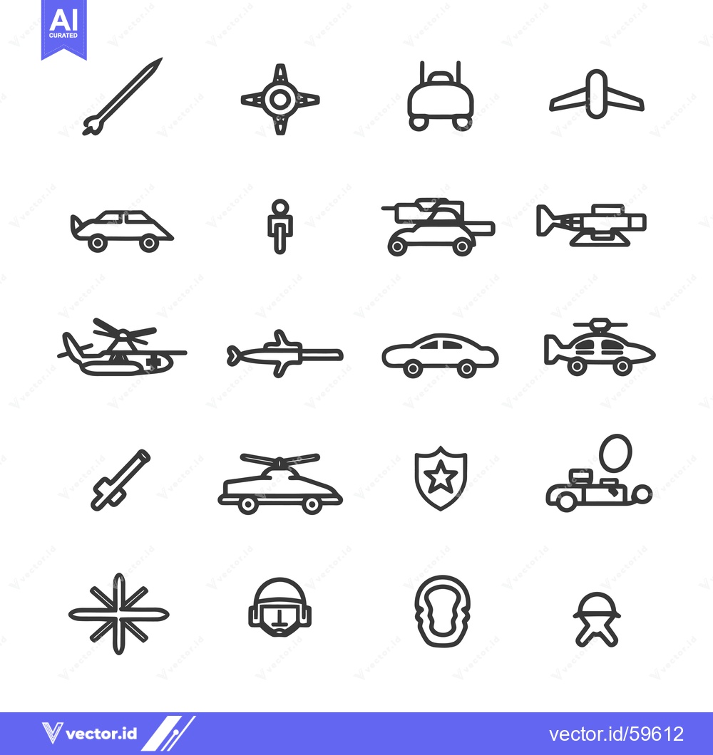 Premium Vector dari Military and Warfare Line Icon Set