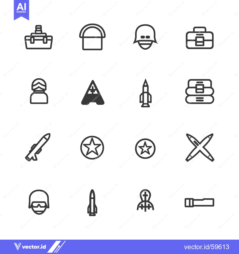Premium Vector of Military and Warfare Line Icons Set