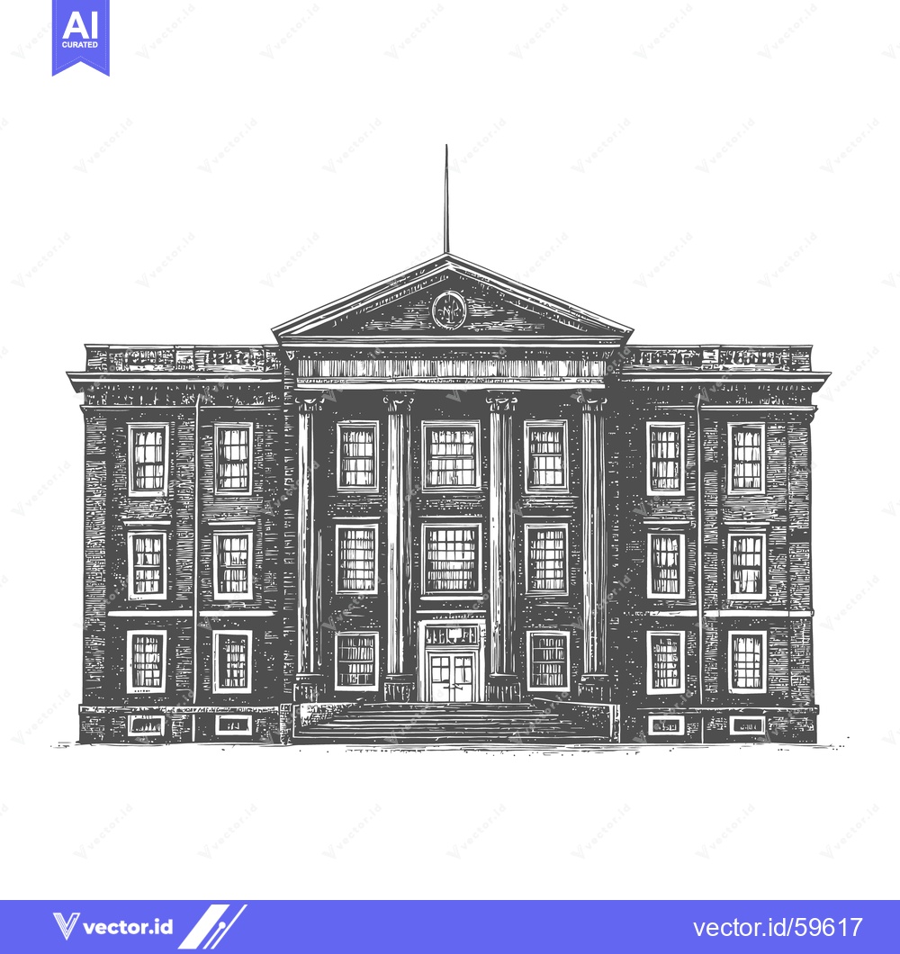 Premium Vector dari A large classical building illustration featuring columns and numerous