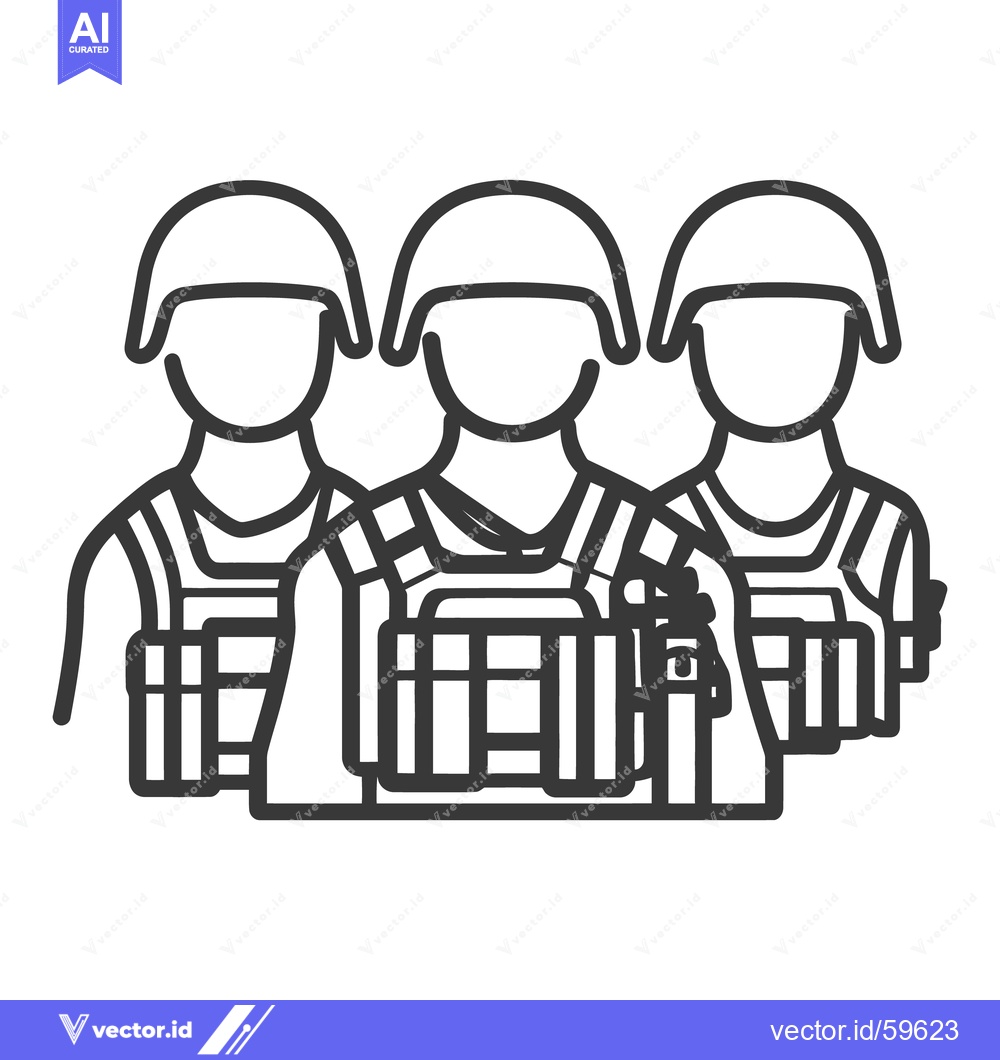 Premium Vector dari Three soldiers wearing helmets and protective gear in a line formation