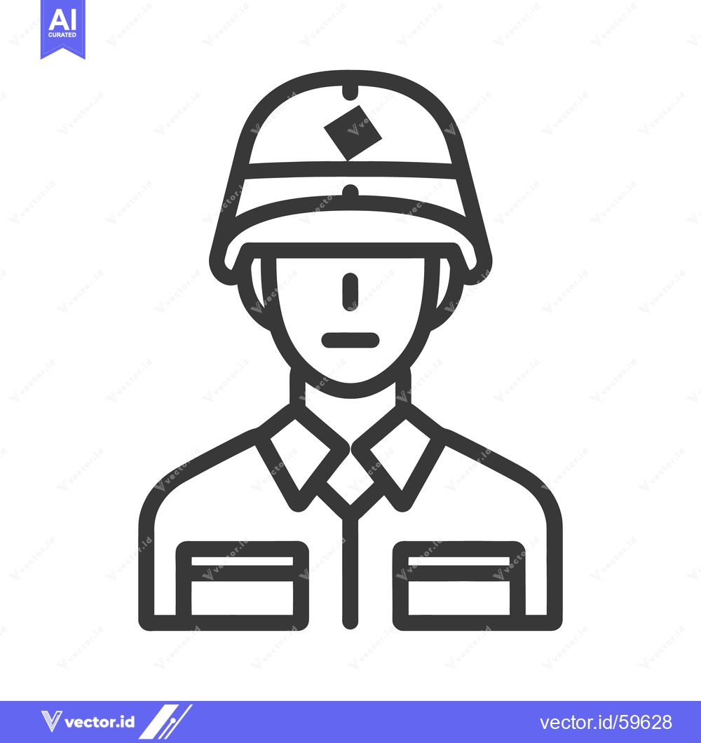 Premium Vector dari A simple illustration depicting a person wearing a military style helm